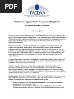 PACDAA Public Comment Regarding Healthy Pennsylvania 1115 Application