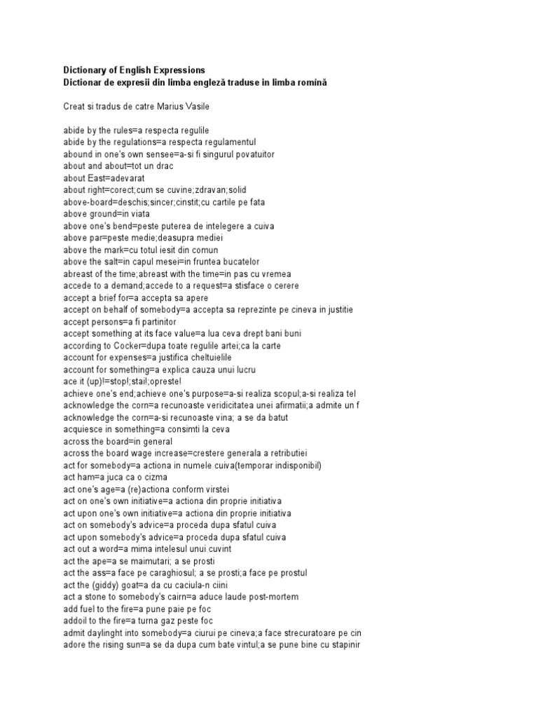 Dictionary of English Expressions | PDF