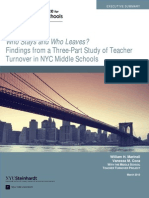 Executive Summary - Who Stays and Who Leaves? Findings From A Three-Part Study of Teacher Turnover in NYC Middle Schools (2013)