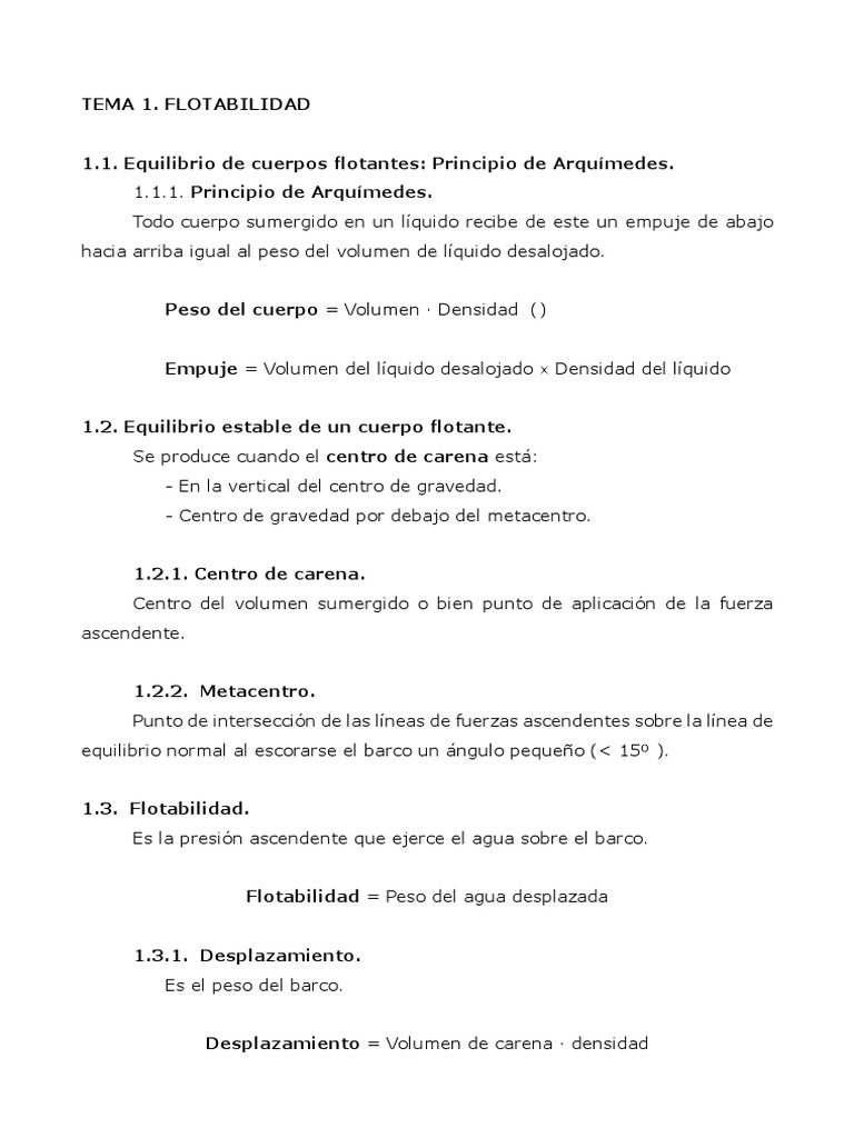 Estabilidad de Cuerpos Flotantes | PDF | Ciencia y matemáticas