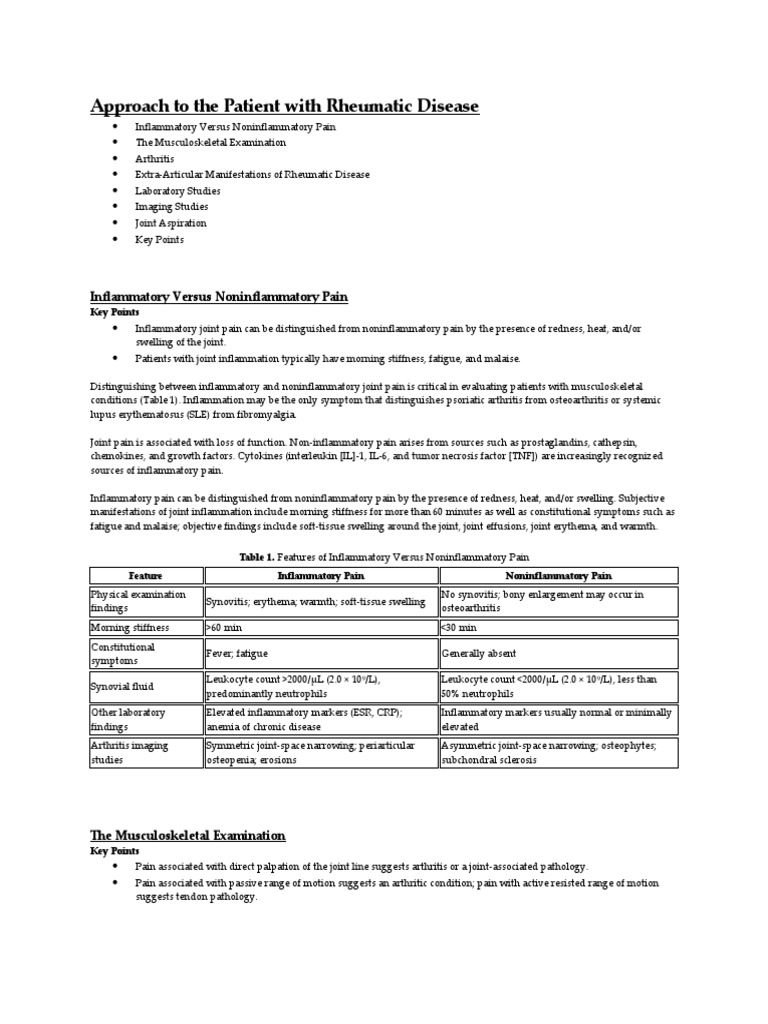 Approach To The Patient With Rheumatic Disease | PDF | Systemic Lupus ...