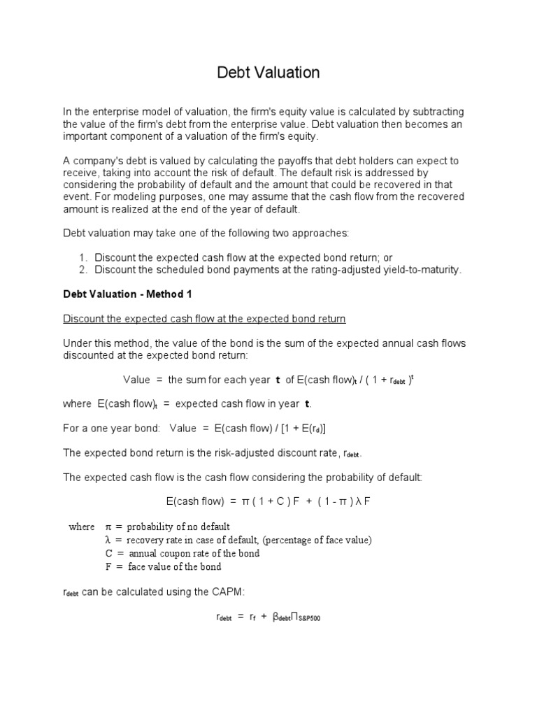 Debt Valuation Methods Explained | PDF | Valuation (Finance) | Discounting