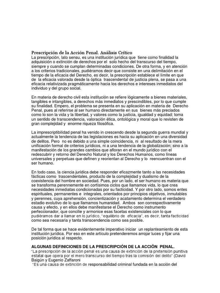 Prescripción de la Acción Penal en Venezuela | PDF | Estatuto de ...