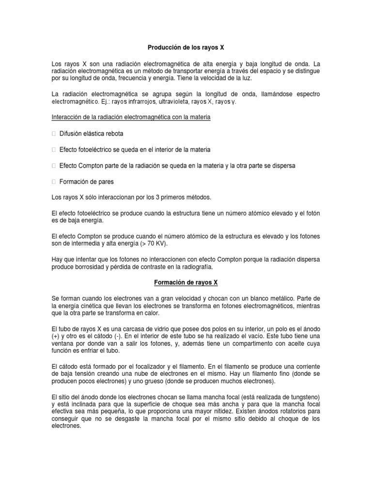 Producción de Los Rayos X | PDF | Rayo X | Radiografía