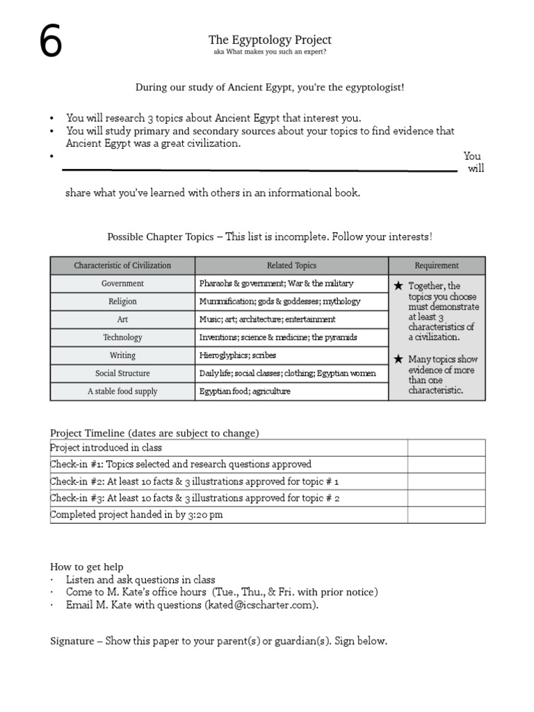 Ancient Egypt Project Guidelines | PDF | Egyptology | Ancient Egypt