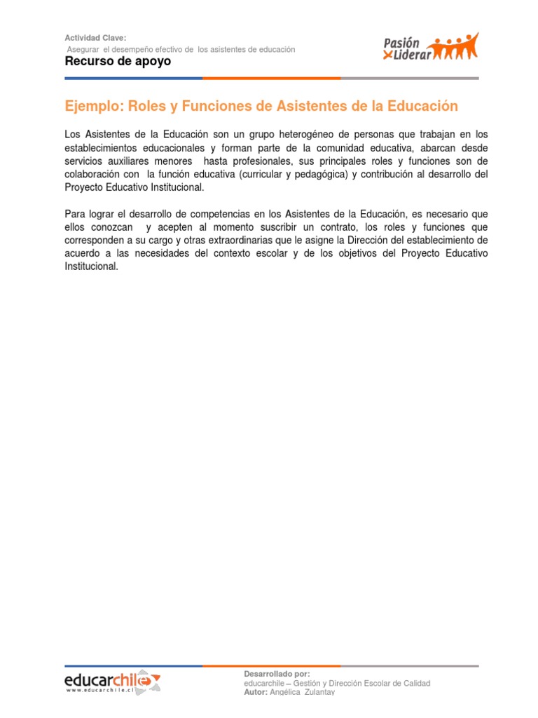 Roles y Funciones de Asistentes Educativos | PDF | Maestros | Calidad ...