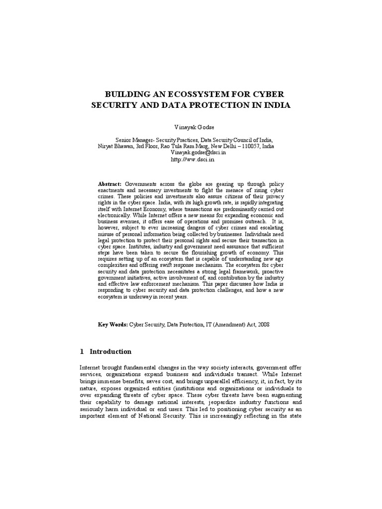 Cybersecurity and Data Protection in India | PDF | Computer Security ...