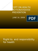 Concept on Health Promotion/Disease Prevention