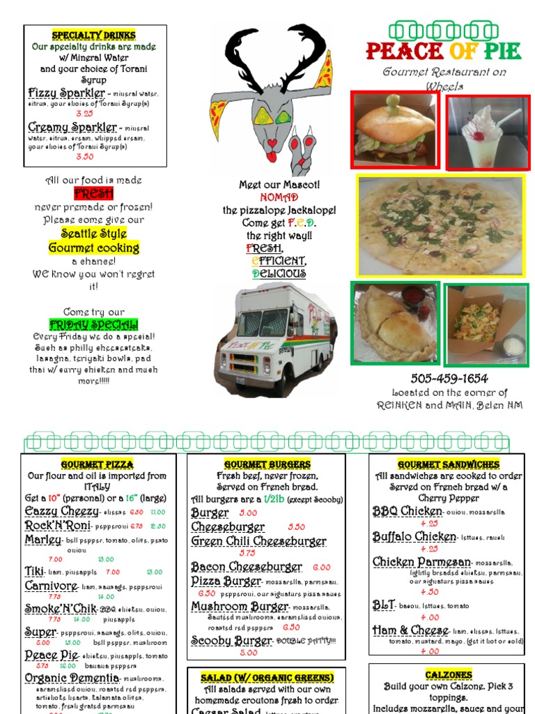 Peace Of Pie MENU | Salad | Foods | Free 30-day Trial | Scribd