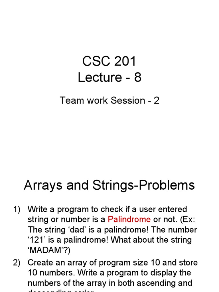 CSC 201-Lecture 8 | PDF