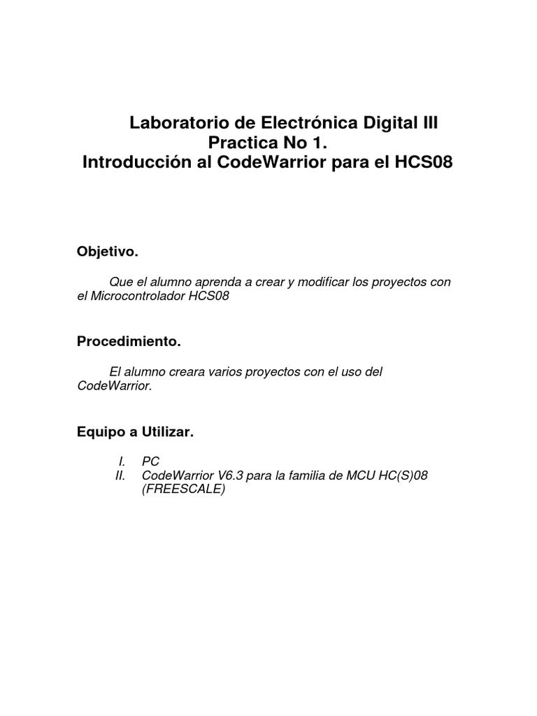 1+ +Introduccion+Al+CodeWarrior+Para+HCS08 | PDF | Tecnología