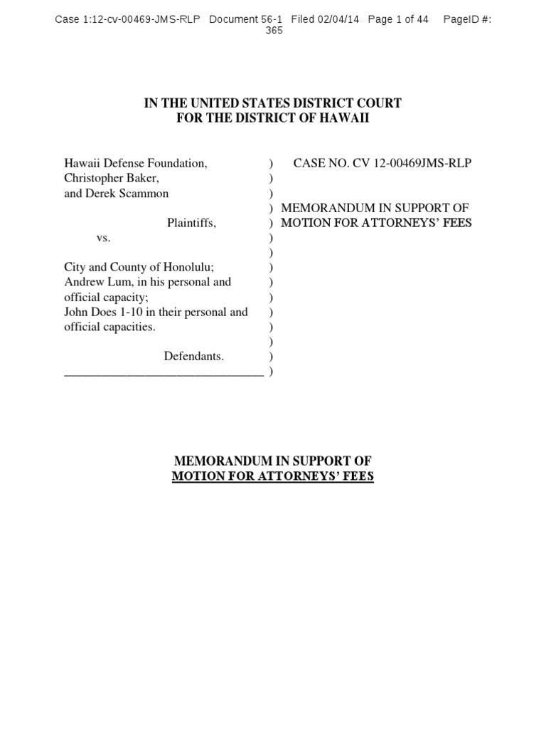 Attorney Fees Memo Attorney's Fee Lawsuit