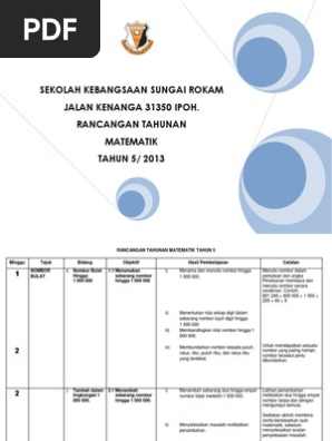 Rancangan Tahunan Matematik Tahun 5 Pdf