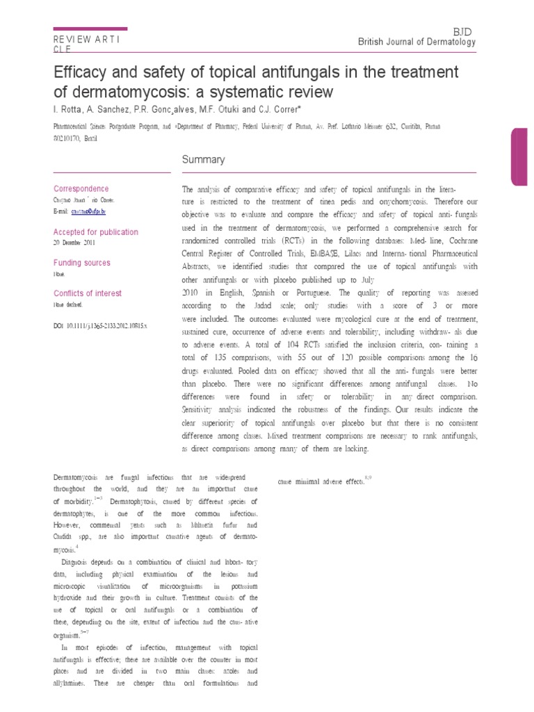 Efficacy and Safety of Topical Antifungals in The Treatment of