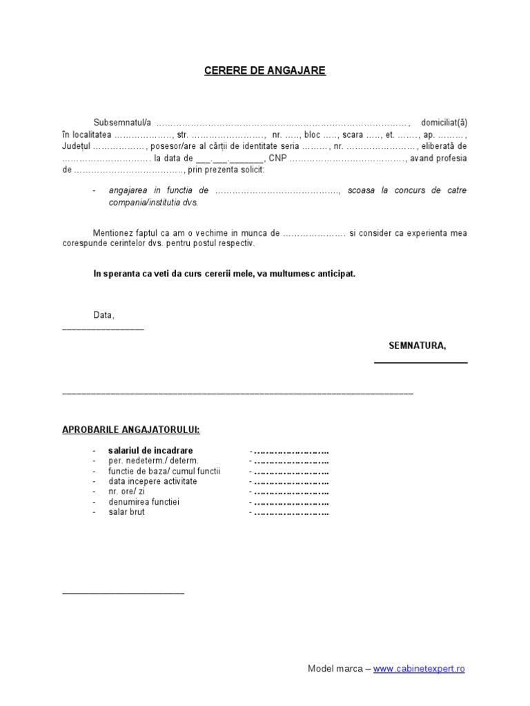 Cerere Angajare