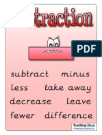 Subtract Take Away Less Minus Leave Difference Decrease: WWW - Teachingideas.co - Uk