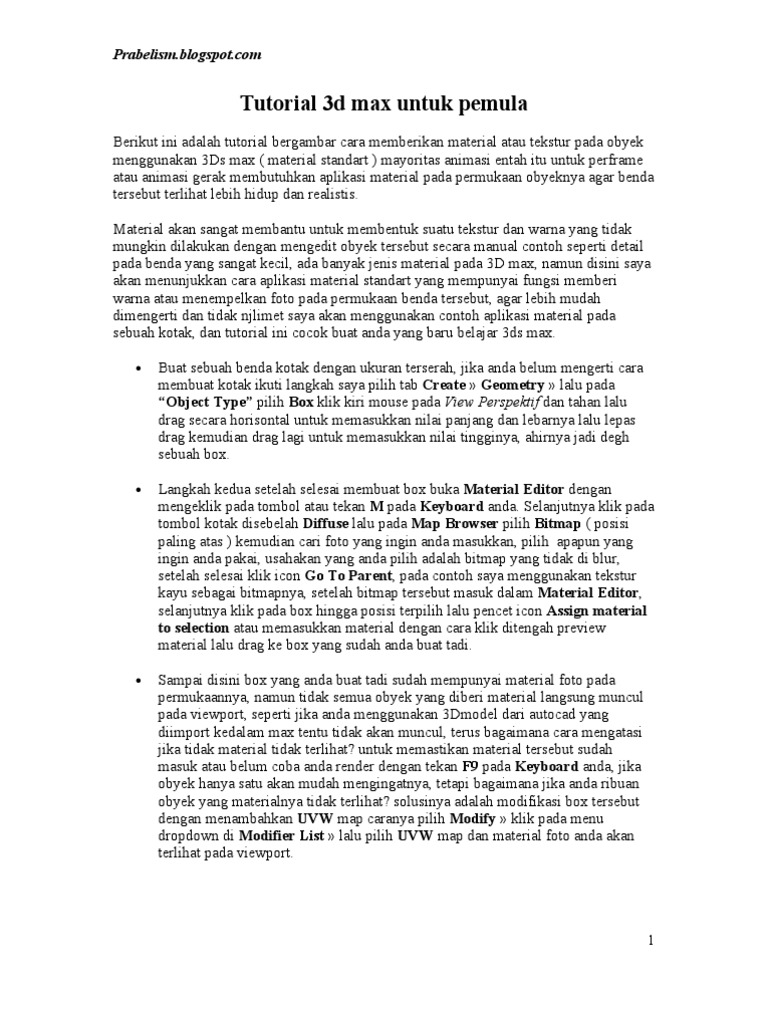Tutorial 3d Max Untuk Pemula PDF Tutorial 3d Max Untuk Pemula PDF