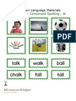 Montessori Language Materials Green Consonant AL Age 3 To 6