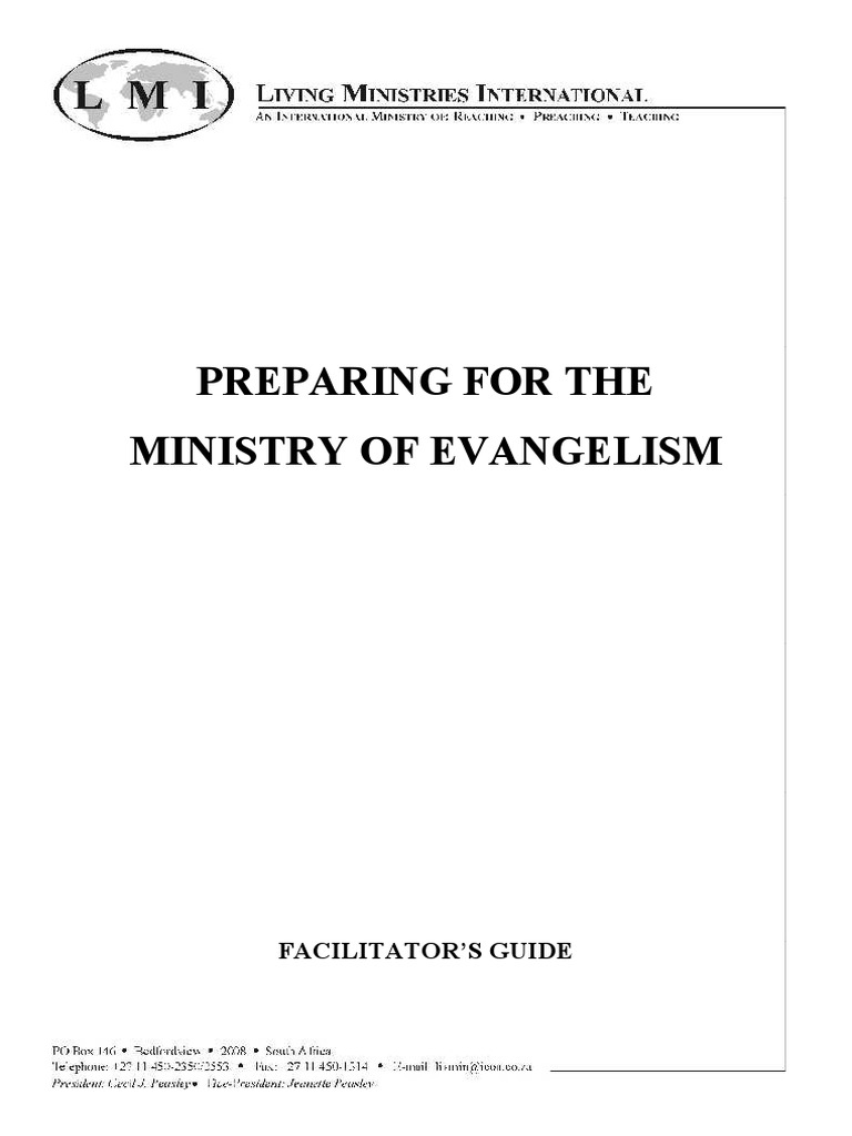 Preparing For The Ministry of Evangelism Facilitators Guide PDF