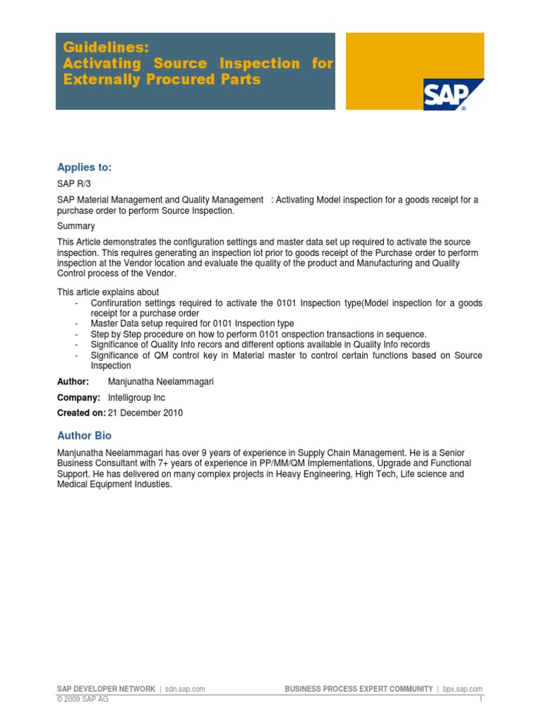 Activating Source Inspection for Parts | PDF