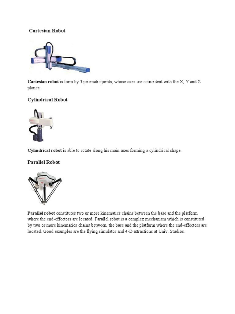 Type of Robot | PDF | Cartesian Coordinate System | Robot