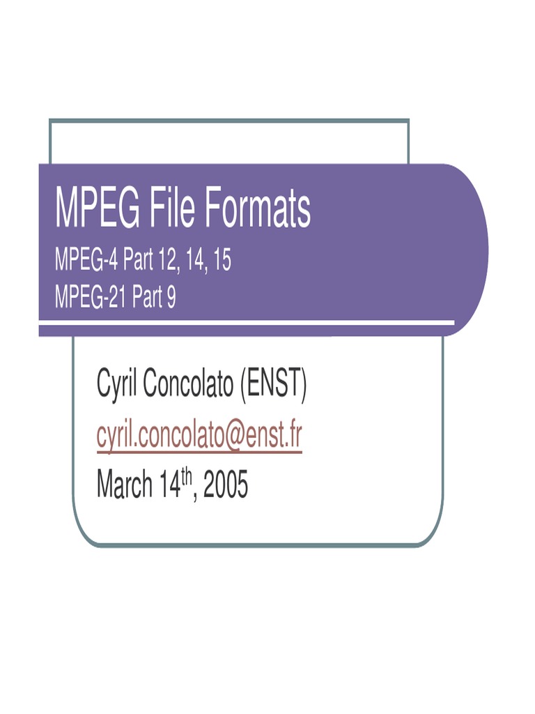 Mpeg File Formats | PDF