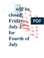 Closed Fourth of July