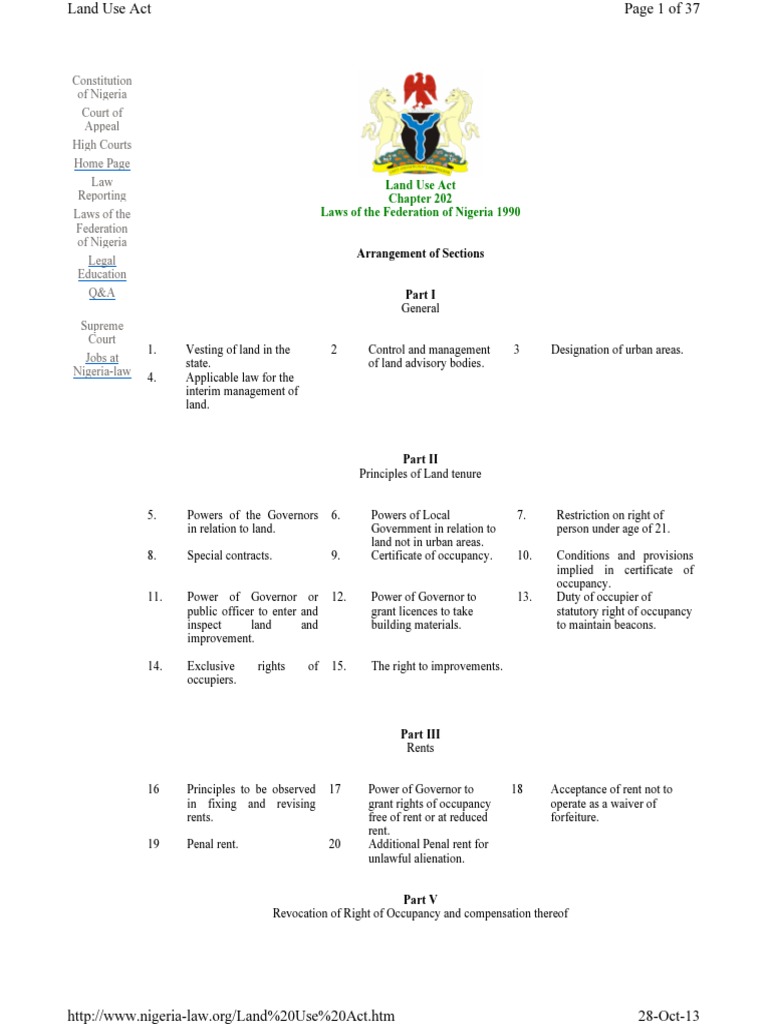 Land Use Act Contractual Term Lease