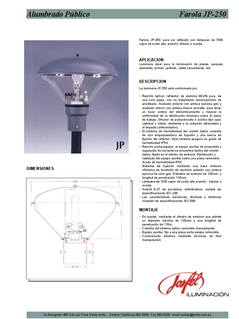 Farola jp250 PDF PDF Luz de la calle Aluminio