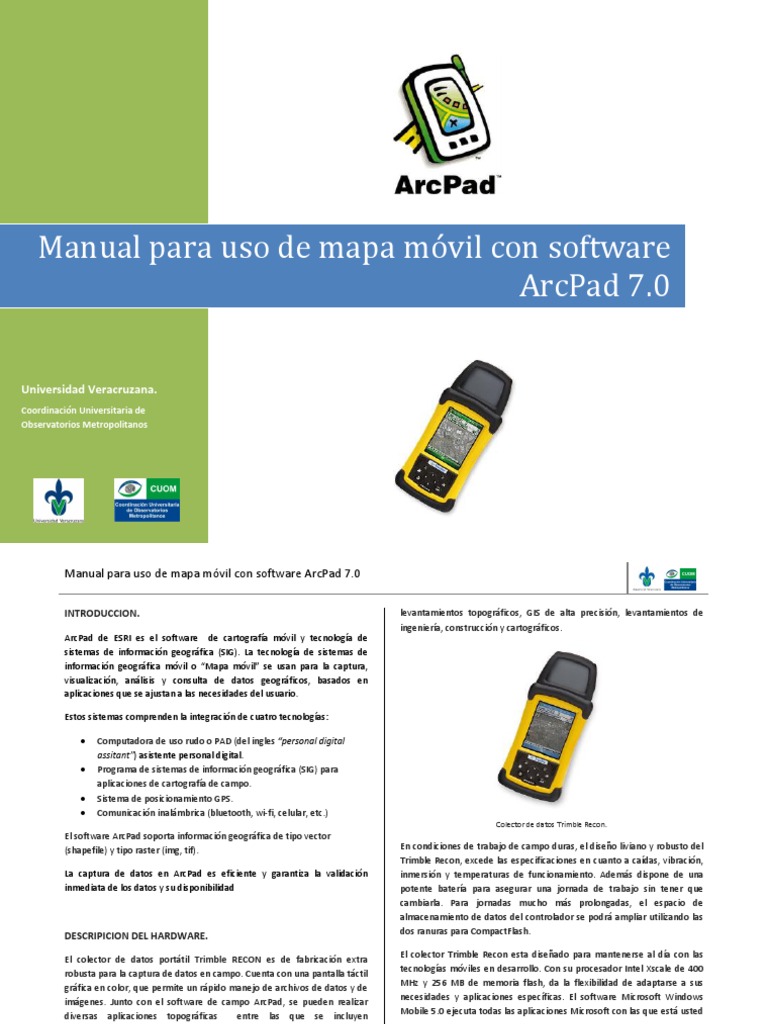 Manual de ArcPad 7.0 para Mapa Móvil | PDF | Sistema de información ...