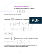 Ejercicios propuestos de cálculo de determinantes utilizando propiedades.