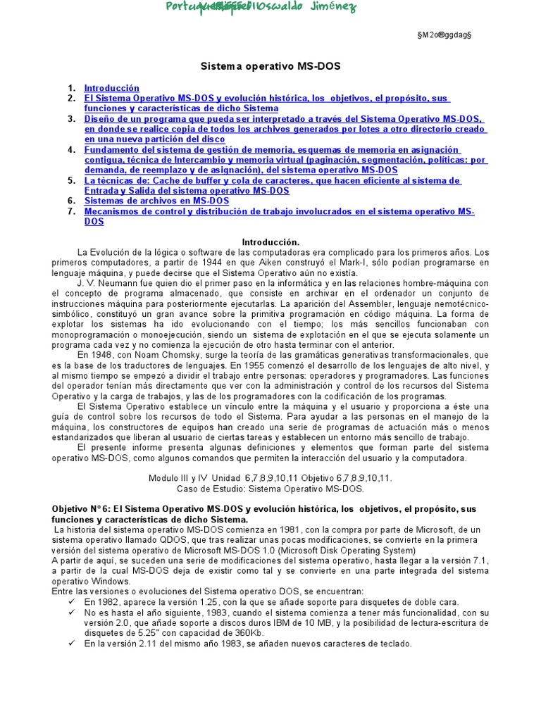 Sistema Ms Dos | PDF | Dos | Archivo de computadora