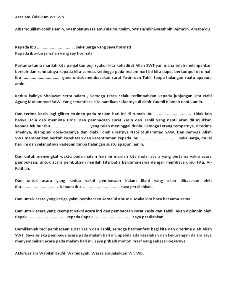 Pembuka Acara Surat Yasin