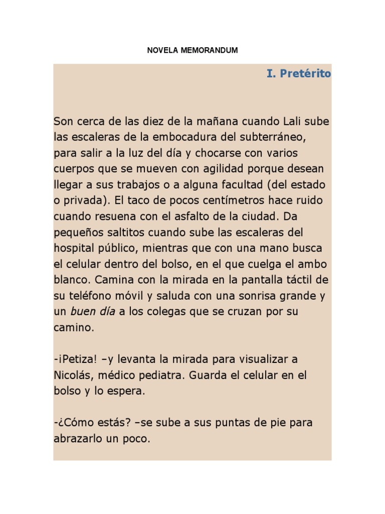 Novela Memorandum | Naturaleza