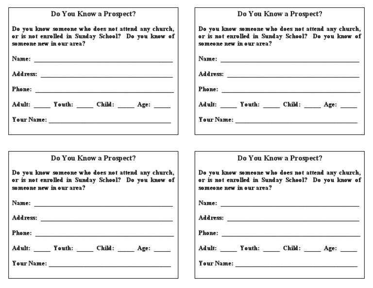 Prospect Card for New Visitors | PDF