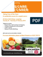 Taking Care of The Carer A Residential Course For Unpaid Carers