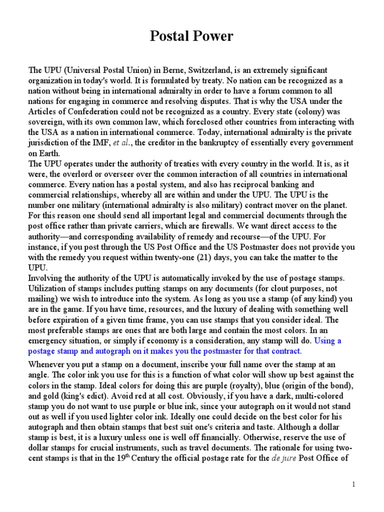 Postal Power PDF Postal System Philately