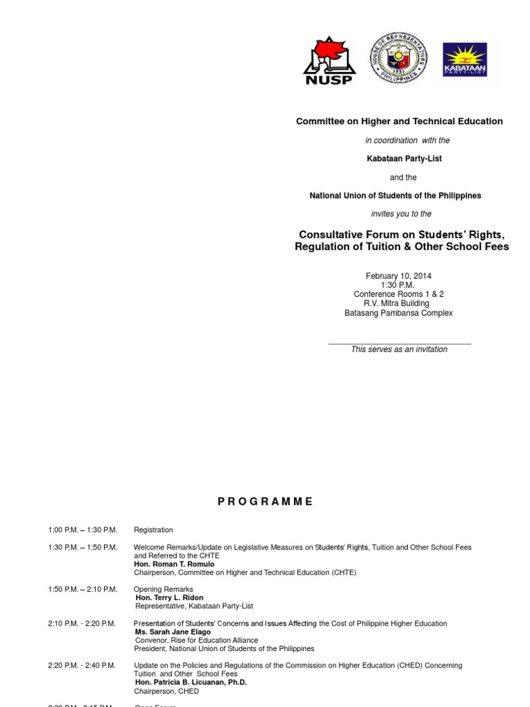 CHTE Consultative Forum Program Invitation | PDF