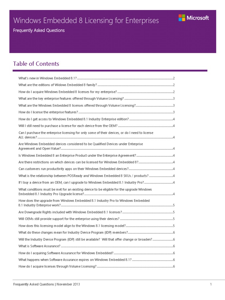 Windows Embedded 8 Volume Licensing FAQ | PDF | Windows 8.1 | Microsoft ...