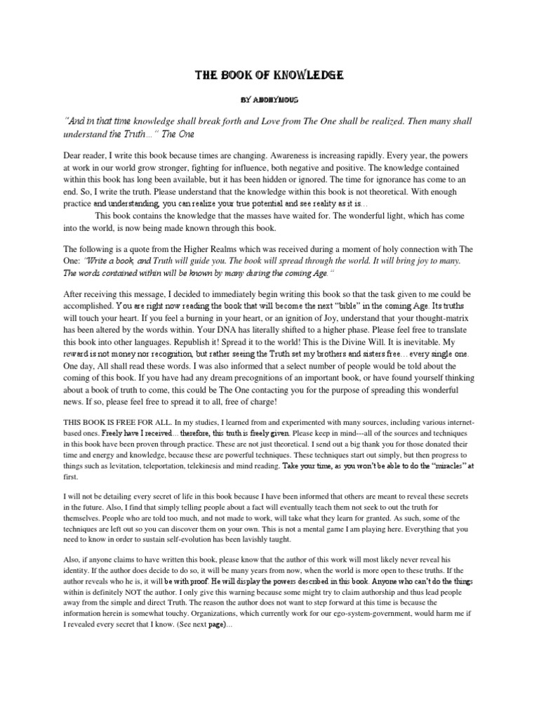 The Book of Knowledge | PDF | Meditation | Chakra