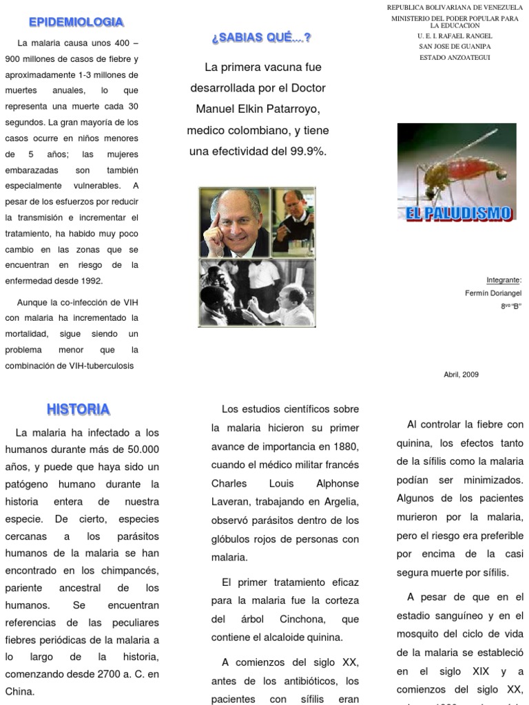 Tripticos Paludismo Malaria Plasmodium