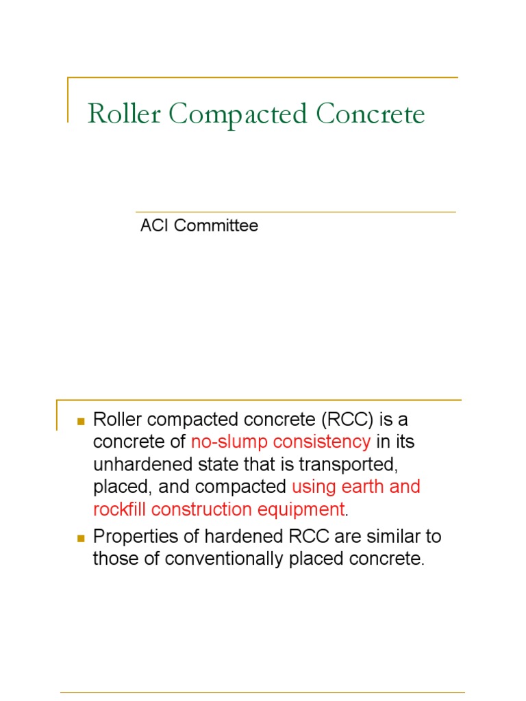 Roller Compacted Concrete Overview | PDF | Concrete | Cement