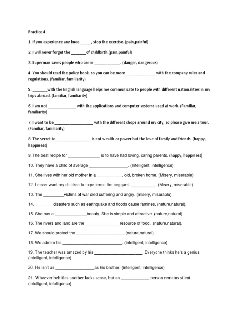 Lesson 393 CHanging Nouns To Adjectives Practice Worksheet