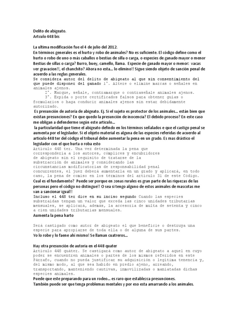 Delito de Abigeato PDF Castigos Derecho penal