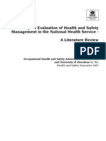 Impact Evaluation of Health and Safety Management in The National Health Service - A Literature Review