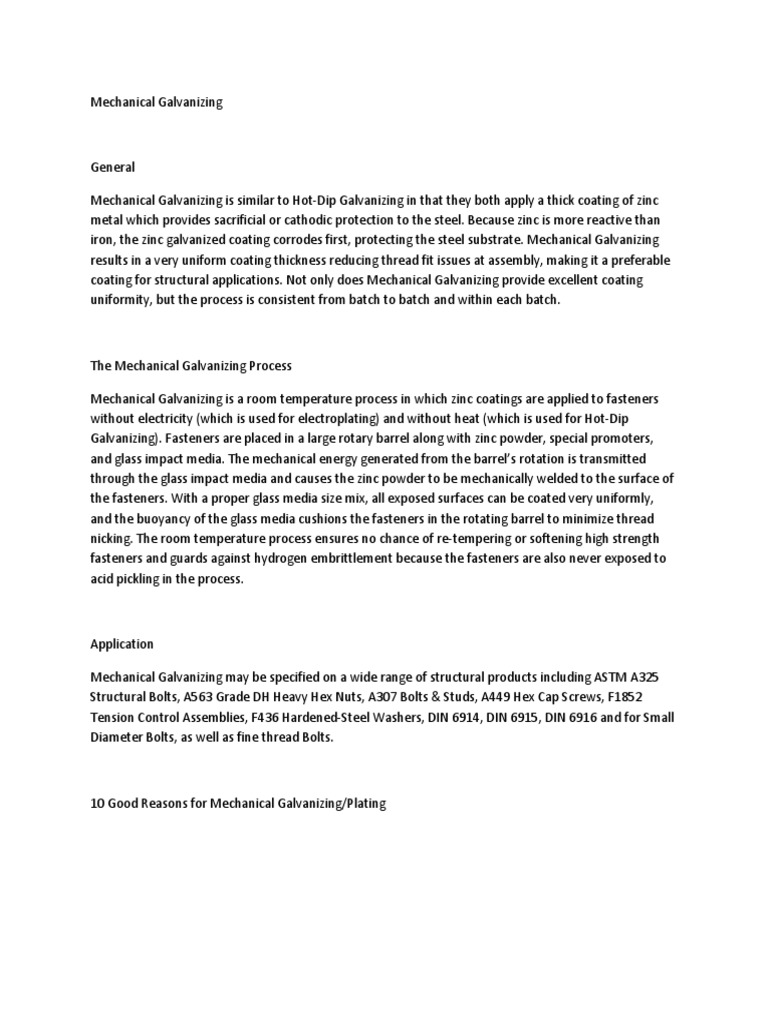 Mechanical Galvanizing Galvanization Metallurgy