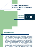 Implementing Rdbms Concepts With SQL Server 2000: Advanced Query Techniques