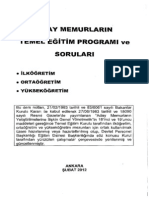 Aday Memurlarin Temel Egitim Programi Ve Sorulari: - Ilkogretim - Ortaogretim - Yoksekogretim