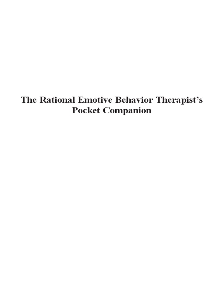 Pocket REBT 4 Therapists | PDF | Rational Emotive Behavior Therapy ...