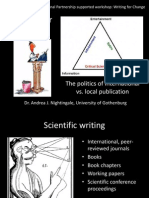 Writing For Science: The Politics of International vs. Local Publication